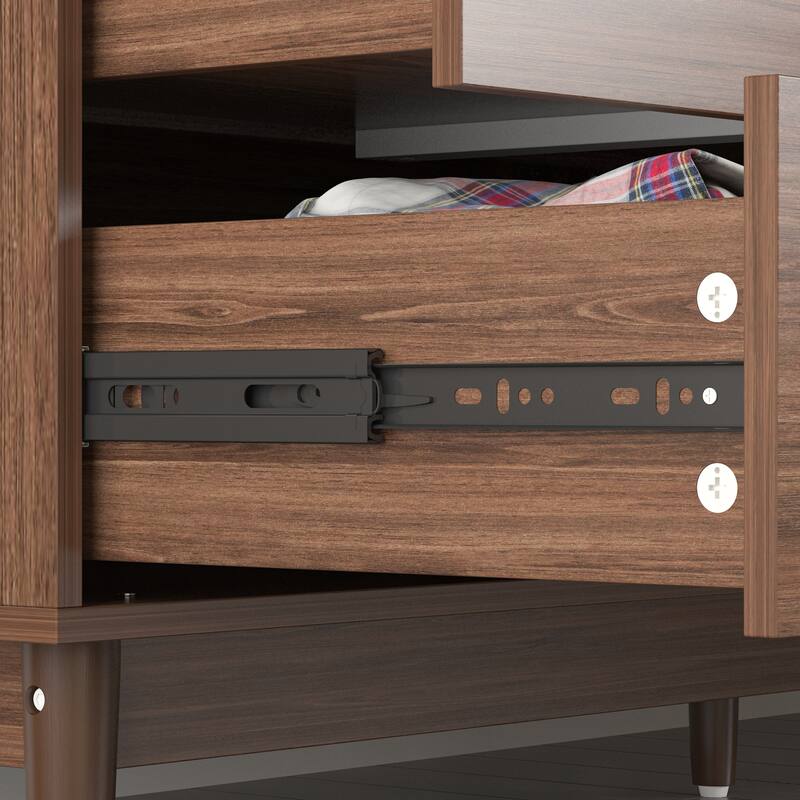Wooden 2 Drawers 4 Doors Wardrobe Armoire With Mirror (Gray/Black)