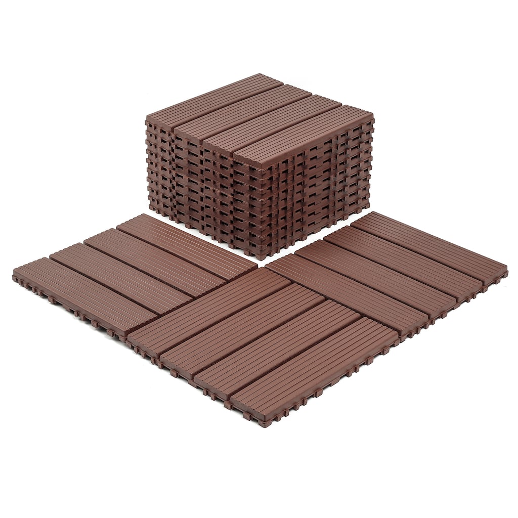 Plastic Interlocking Decking Tiles, 44 Packs Of Terrace Decking Tiles, 12 Inches X 12 Inches Waterproof For All-Weather Use
