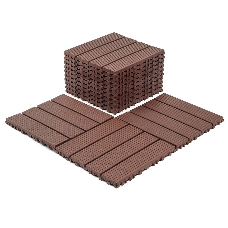 Plastic interlocking decking tiles, 44 packs of terrace decking tiles, 12 inches x 12 inches waterproof