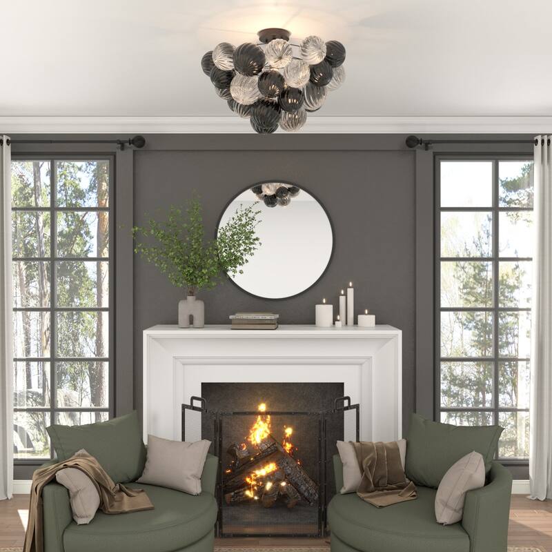 Eroile 1-light Modern Dimmable Glass Flush Mount Ceiling Lighting