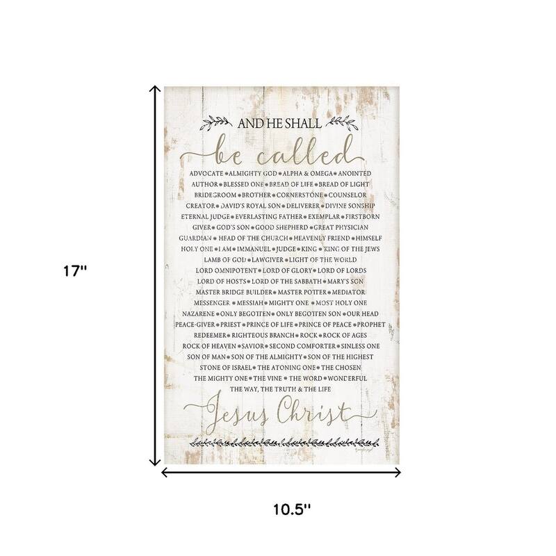 HomeRoots 17" X 11" Brown and White He Shall Religious Solid Wood Wall Decor