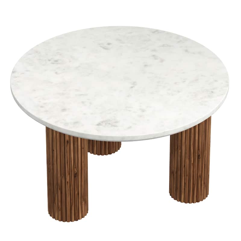 Mid-Century Modern Solid Wood & Marble Coffee Table