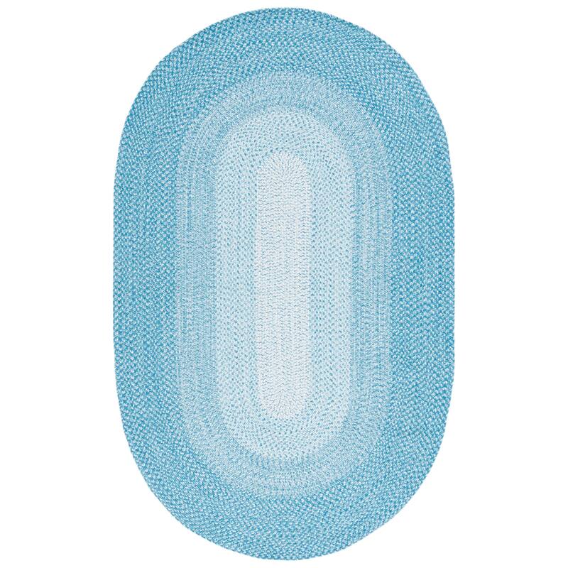 SAFAVIEH Handmade Braided Aubane Casual Rug - 3' x 5' Oval - Aqua