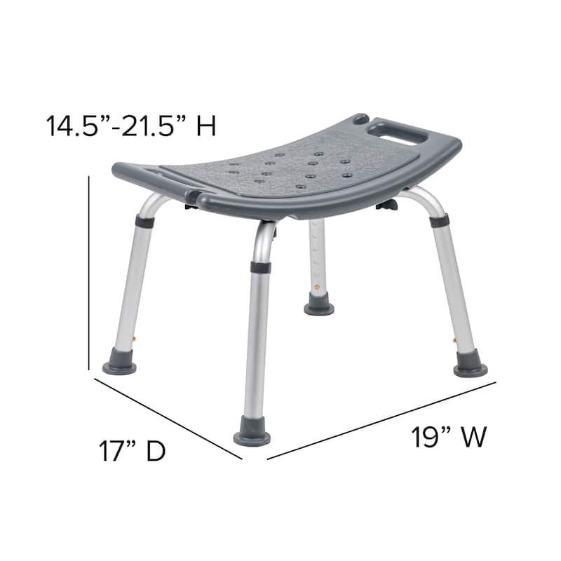 Tool-Free 300 Lb. Capacity, Adjustable Bath & Shower Chair w/Non-slip Feet - 17"D x 19"W x 14.5" - 21.5"H