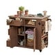 preview thumbnail 31 of 53, Extendable Solid Wood Kitchen Island with Stainless Top Drawers and Wheels