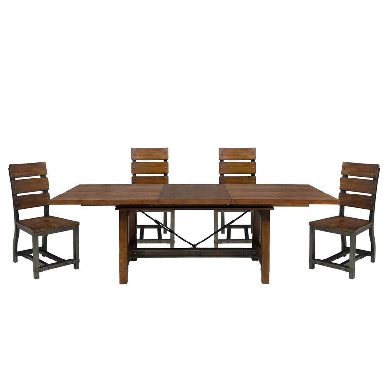 5pc Dining Table with Extension Leaf and 4 Side Chairs