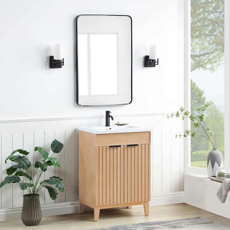 Palos Single Bath Vanity with Ceramic Basin Top without Mirror