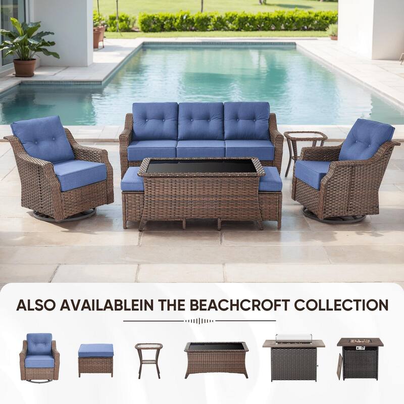 Pocassy Wicker Sofa Chair Set for Garden