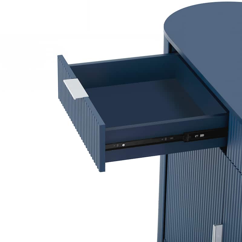 Modern Storage Cabinet, Stripe MDF Sideboard with Aluminum Handles