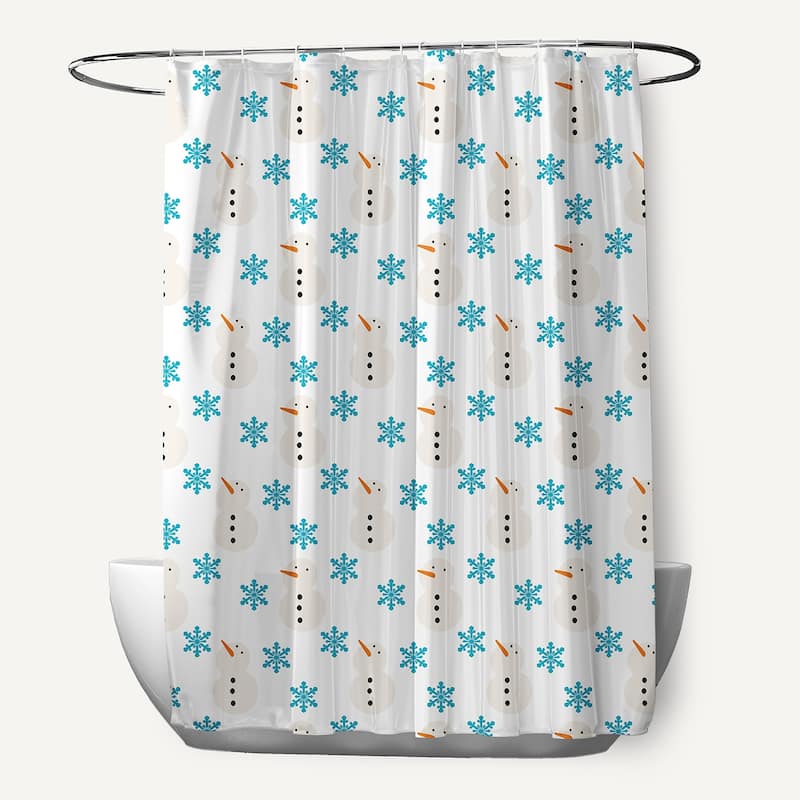 Snow Men In Snowstorm Shower Curtain - Turquoise