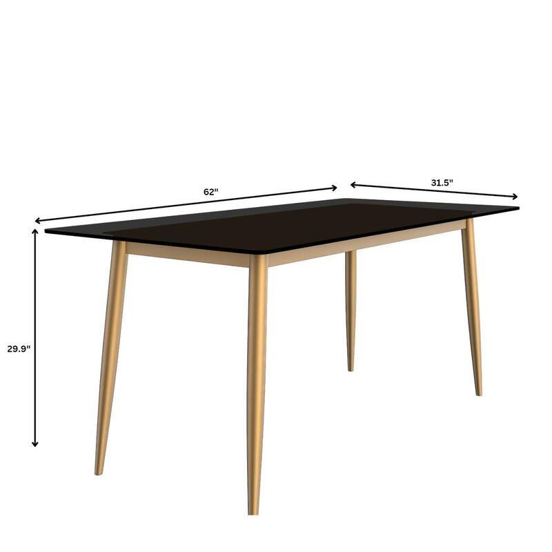 Zayle Dining Table with a 71" Rectangular Top and Gold Steel Base