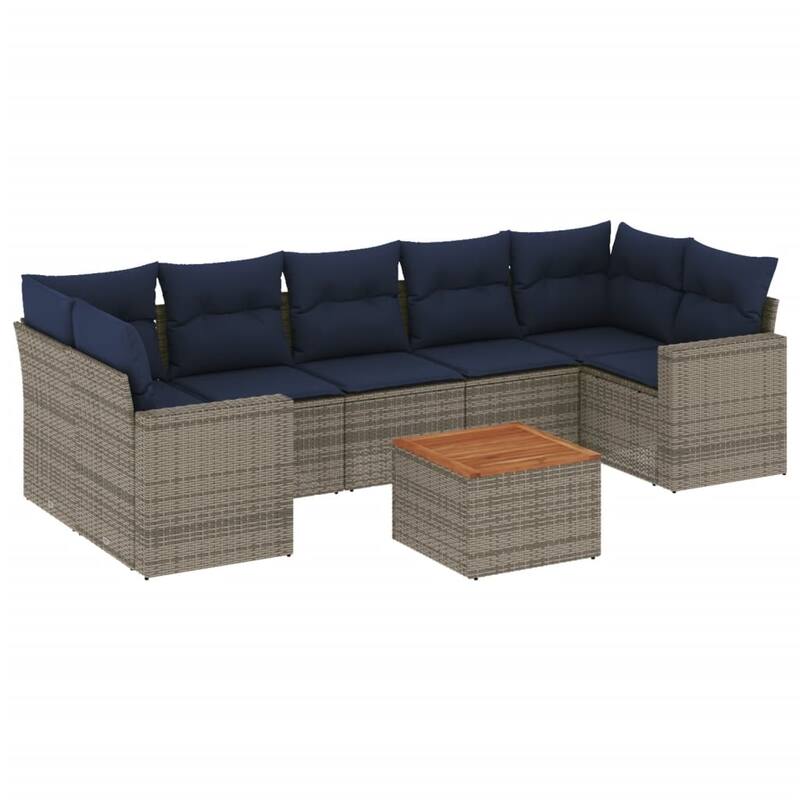 vidaXL Patio Sofa Set with Cushions Outdoor Furniture 8 Piece Poly Rattan - 25.8x 24.4x 27.2