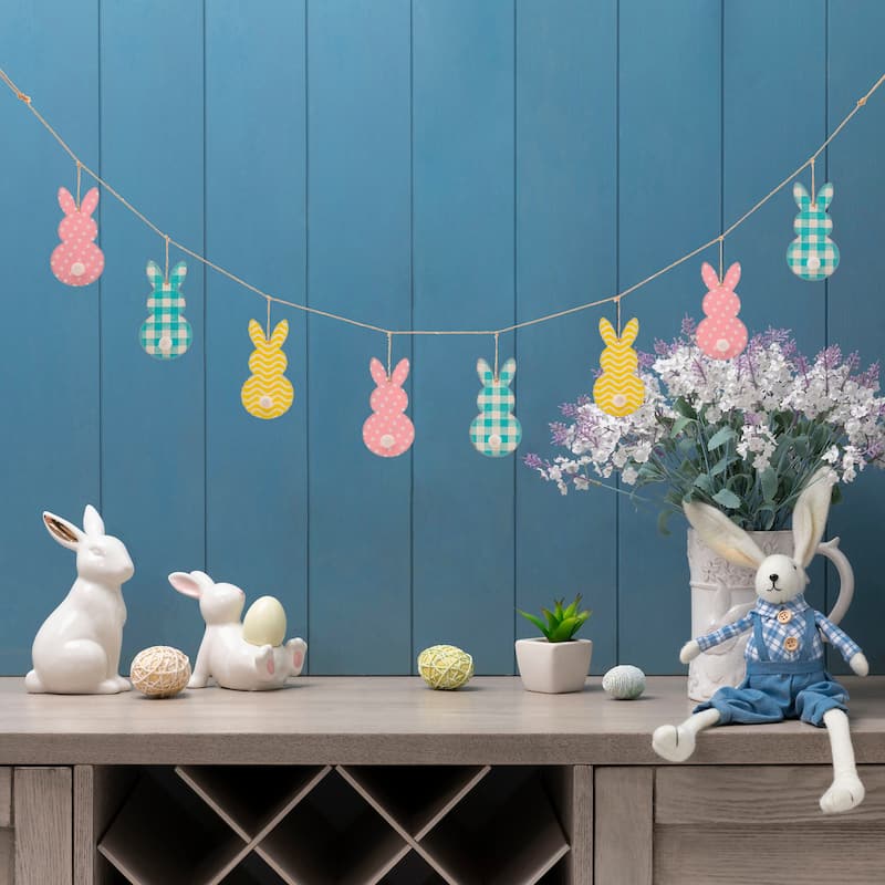 Glitzhome 72"L Easter Metal Bunny Hanging Garland Wall Decor