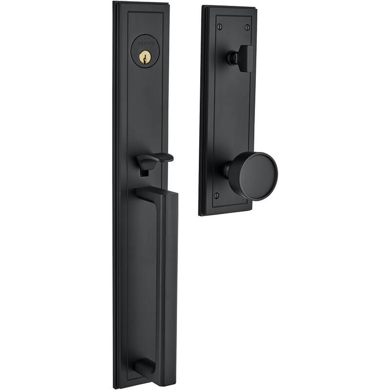 Baldwin Hollywood Hills Full Plate Single Cylinder Door Handleset with - Satin Black