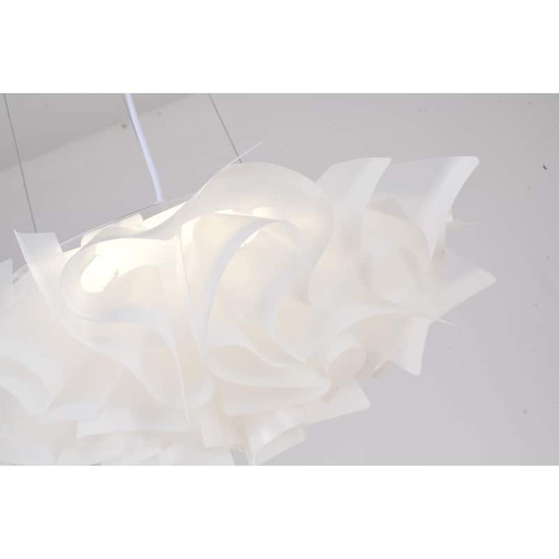 1-Light White Acrylic Cloud LED Chandelier with White Hardware
