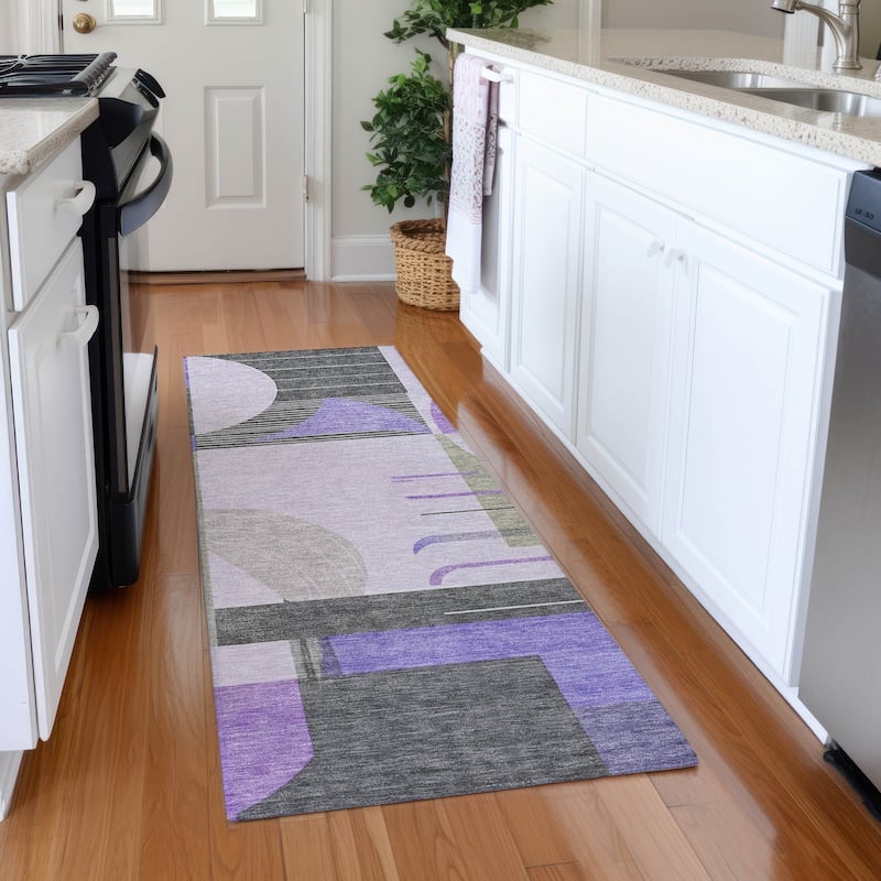 Premium Washable Super Soft Contemporary Mayfield Rug - Lavender - 2'3" x 7'6"
