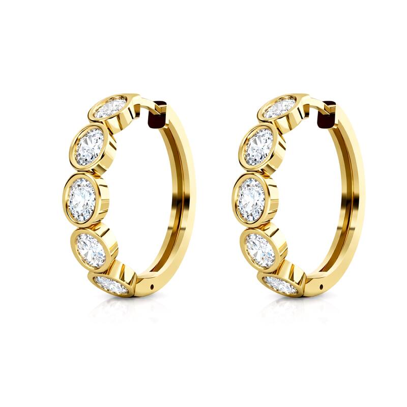 Auriya 14k Gold Lab Grown Diamond Oval Bezel Hoop Earrings 1.00 to 4.00 ct. tw. (F-G VS) - White