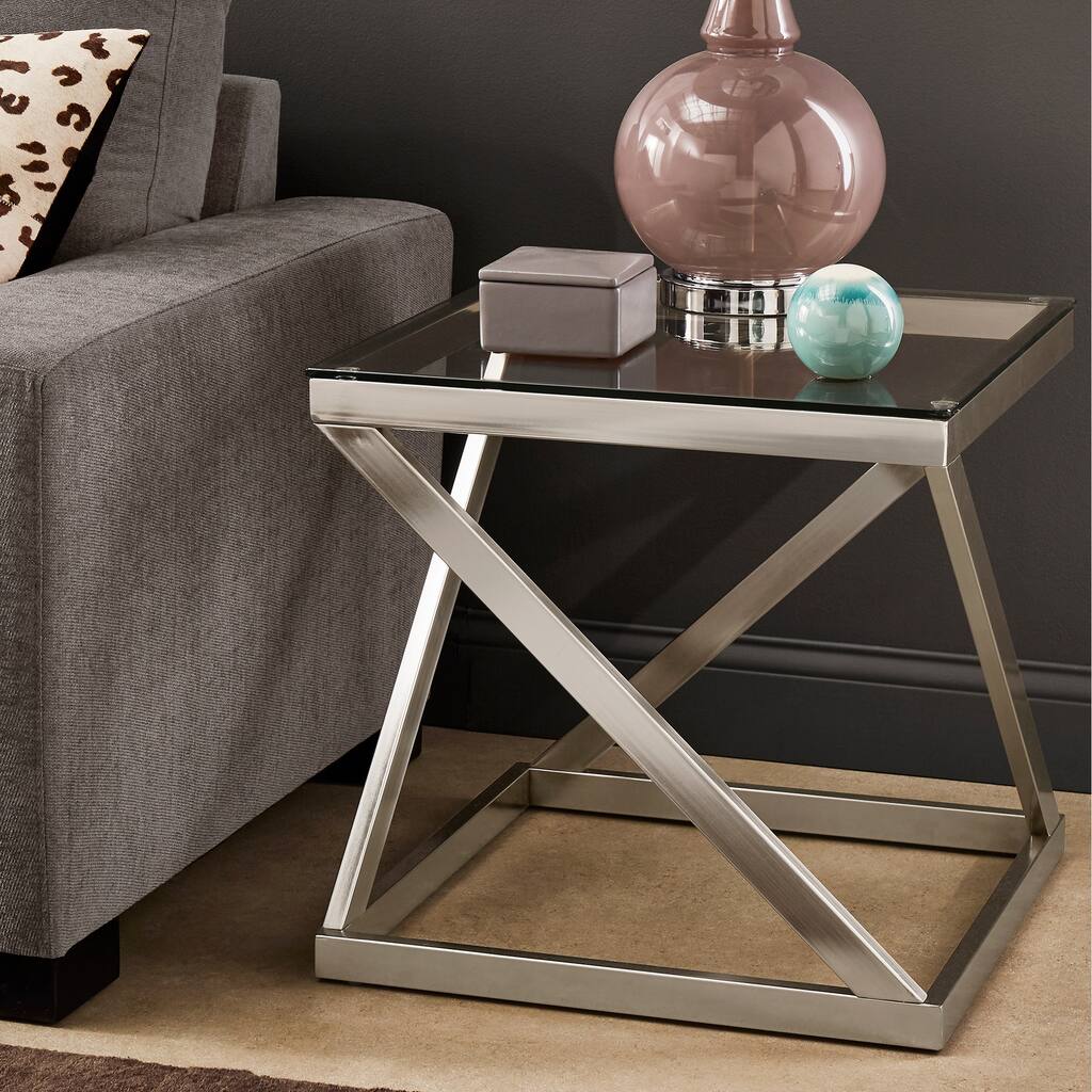 Brynn Brushed Nickel End Table by iNSPIRE Q Modern