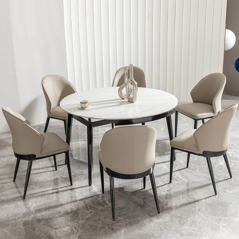 Extendable Sintered Stone Material Round Dining Table