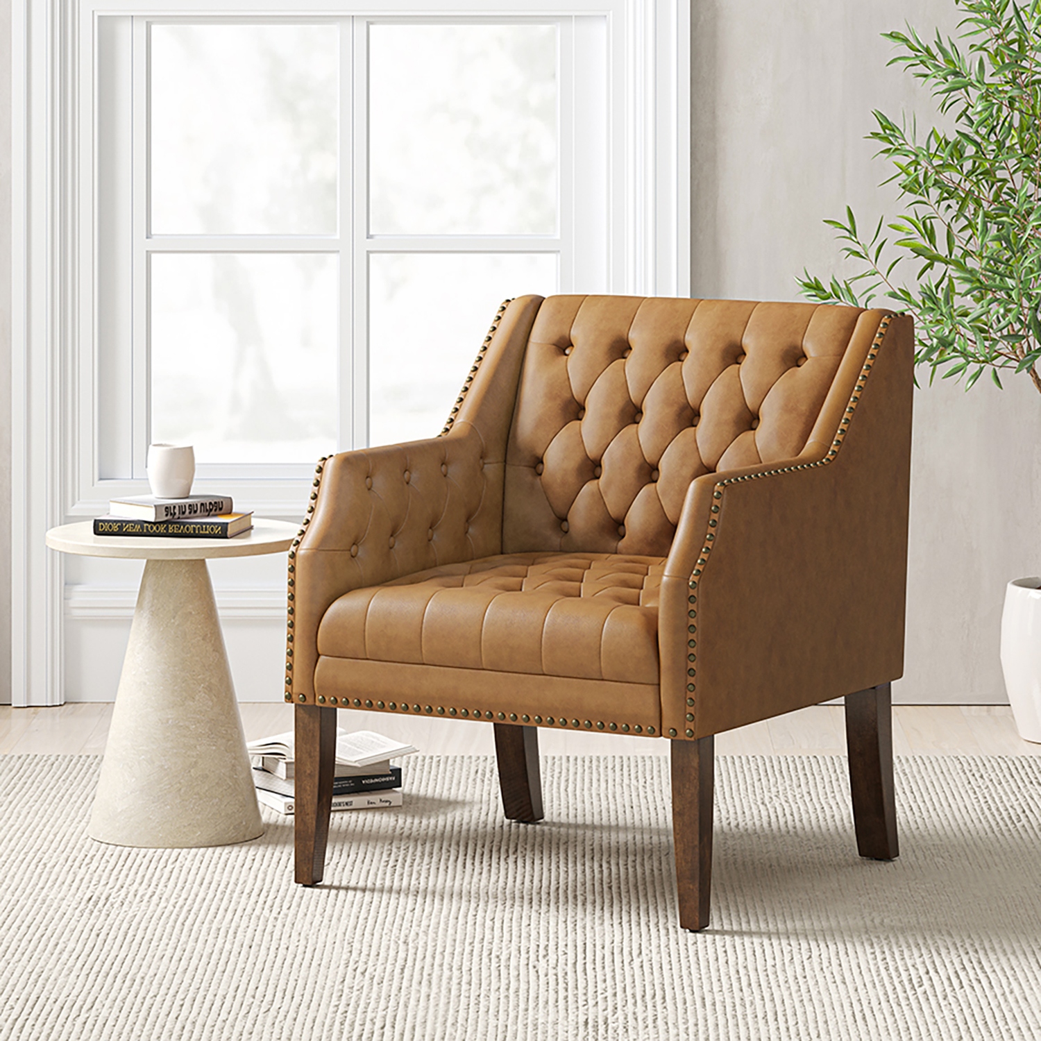 Abbyson valentina tufted on sale nailhead accent chair