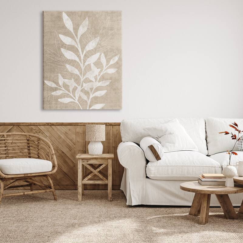 Stupell Neutral Plant Leaf Collage Stretched Canvas Wall Art, Design by Natalie Carpentieri