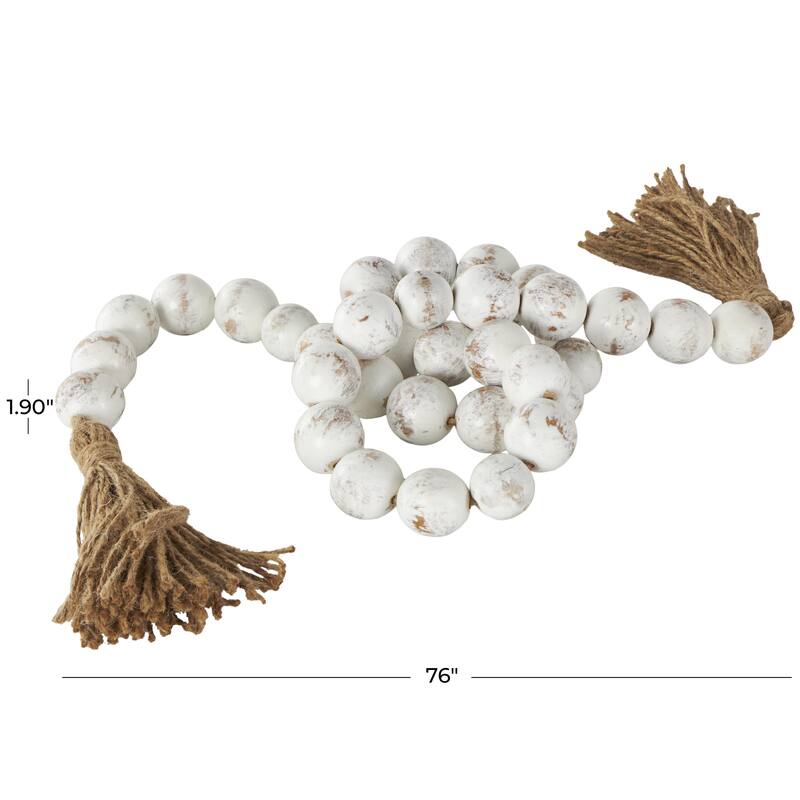 Brown Glass Handmade Round Extra Long Frosted Orb Beaded Garland with Tassel with Knotted Jute Rope
