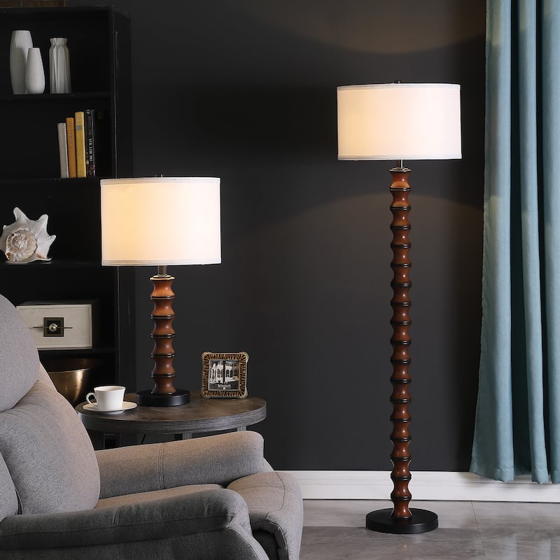 61 In. Coastal Littoral Wood Insp Floor Lamp