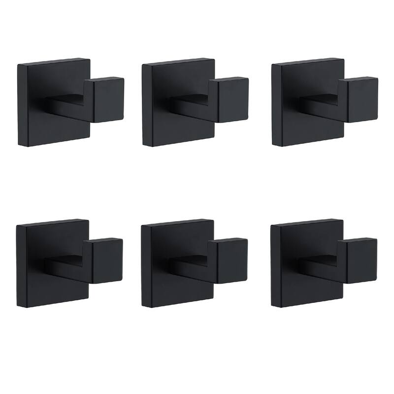 Towel Hooks for Bathrooms,SUS 304 Stainless Steel Coat Hook,Heavy Duty Towels Holder Hooks,6- Pack - Matte Black