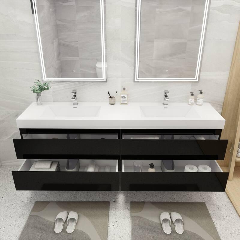 Baillie 84'' Wall-Mounted Vanity with Double Reinforced Acrylic Sink