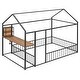 preview thumbnail 9 of 17, Full Size Metal House Bed Frame with Integrated Desk, Dual Shelving, Built-In Power Outlets and USB Ports