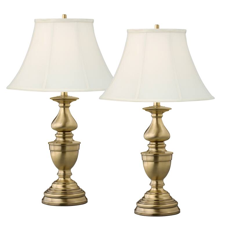 Balustrade 30 in. Satin Antique Brass Table Lamp - Set of 2