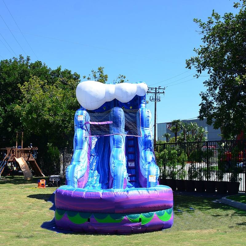 JumpOrange 15' Mermaid Commercial Grade Inflatable Water Slide with Splash Pool (with Air Blower), Kids Outdoor Play