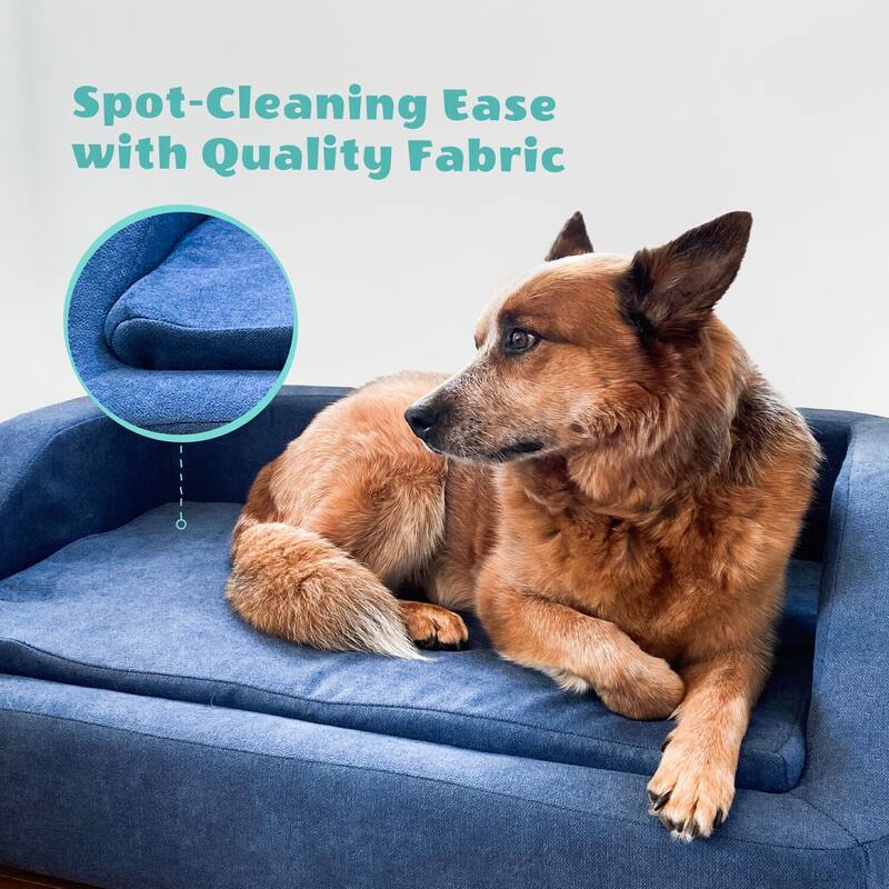Critter Sitters 36-In. Microfiber Rectangle Pet Bed for Medium-Sized Dogs, Blue