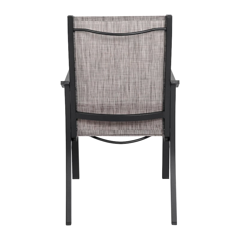 Outdoor 2-Piece Textilene Dining Chairs with Aluminum Frame, Grayish Brown