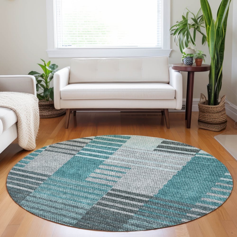 Machine Washable Indoor/ Outdoor Chantille Contemporary Stripes Rug