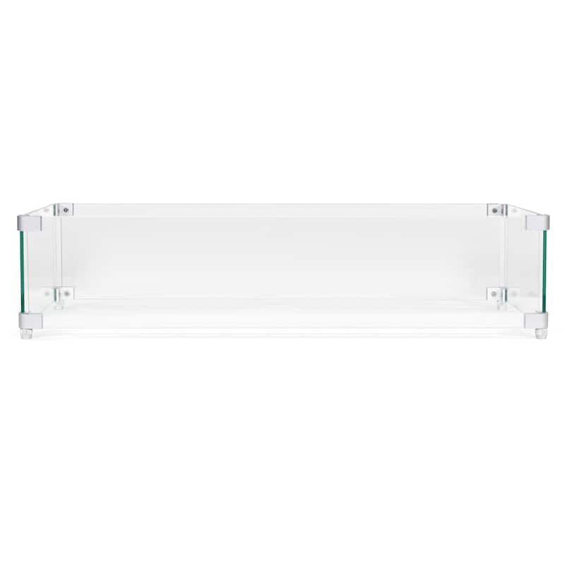 Rectangular Fire Pit Wind Guard, Transparent Tempered Glass