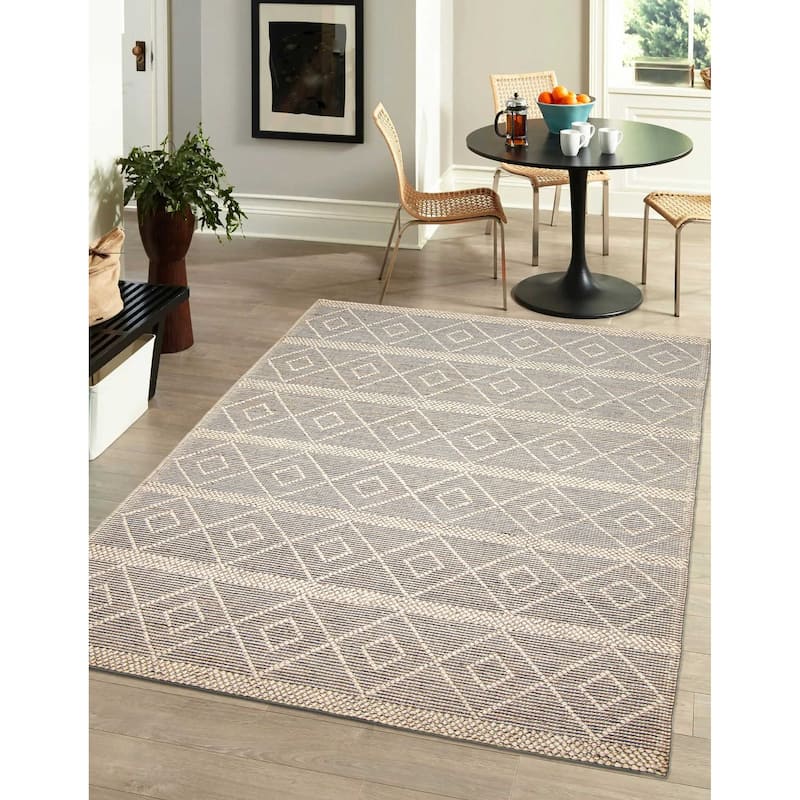 ECARPETGALLERY Braid weave Sienna Cream Wool Rug - 5'0 x 8'0