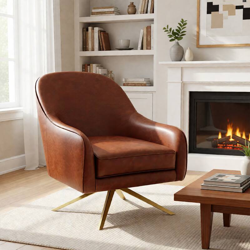 Swivel Club Chair PU Leather Leisure Upholstered Armchair