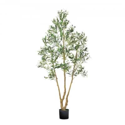 7 ft Artificial Olive Tree with Flexible Branches and Sturdy Base for Home or Office Decoration - 35.43 x 42.13 x 84.65 in