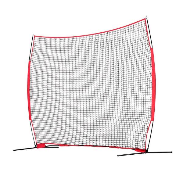 slide 2 of 12, 12 x 9 Feet Portable Compact Barricade Backstop Netting with Steel Pipe Frame and Carry Bag