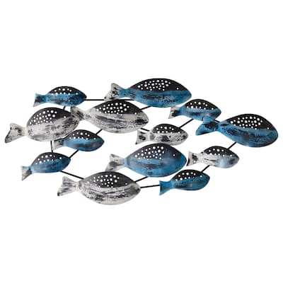 3' x 1.5' Coastal Fish Metal Wall Art Decor - 18