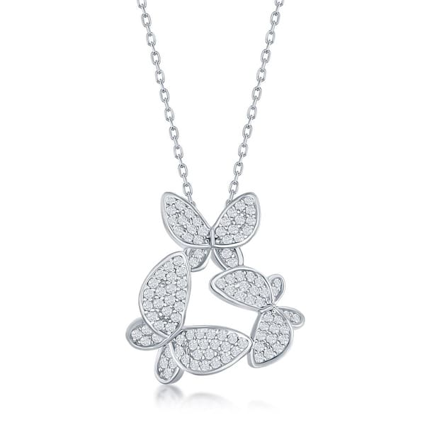Sterling Silver Jewelry Pendants & Charms Solid CZ Butterfly Pendant Sterling Silver Jewelry Pendants & Charms Solid CZ Butterfly Pendant