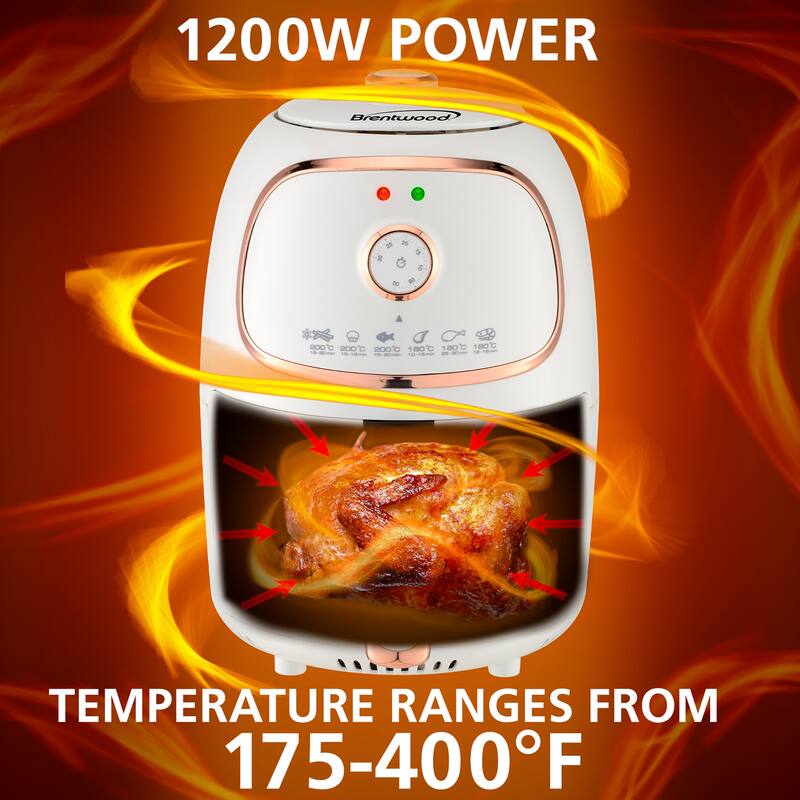 Brentwood 2 Quart Small Electric Air Fryer in White