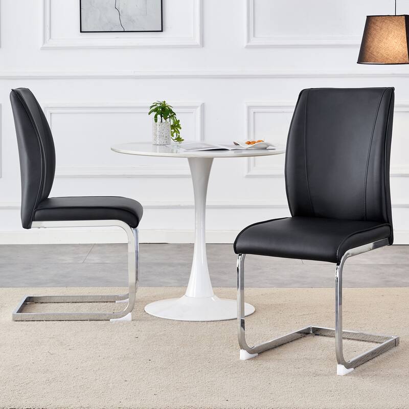Set of 2 High Resilience Dining Chair with Arched Metal Silver Leg