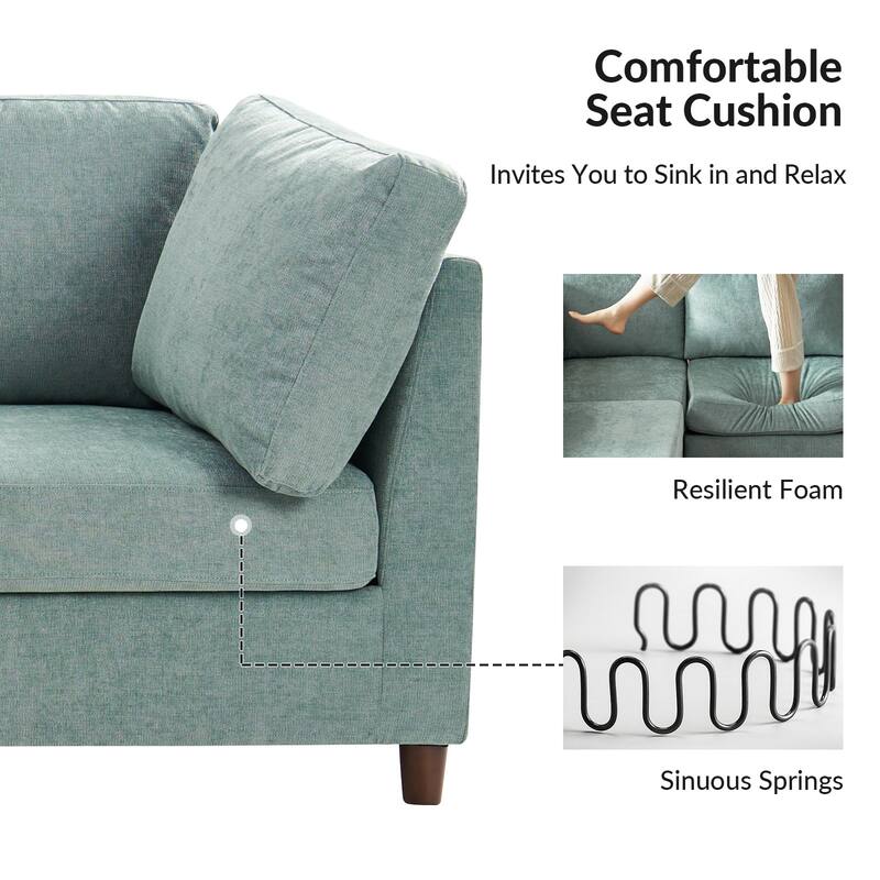 Mattia 125" Modern Under-seat Storage Sectional Sofa with Round Table and Solid Wood Legs by HULALA HOME