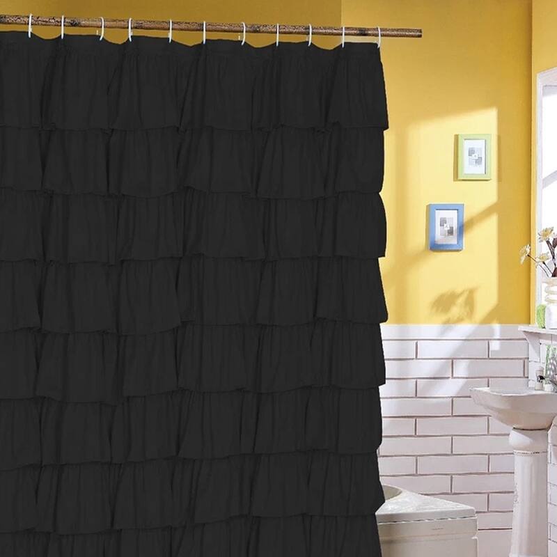 Ruffle Fabric Shower Curtain 72 x 72 Black