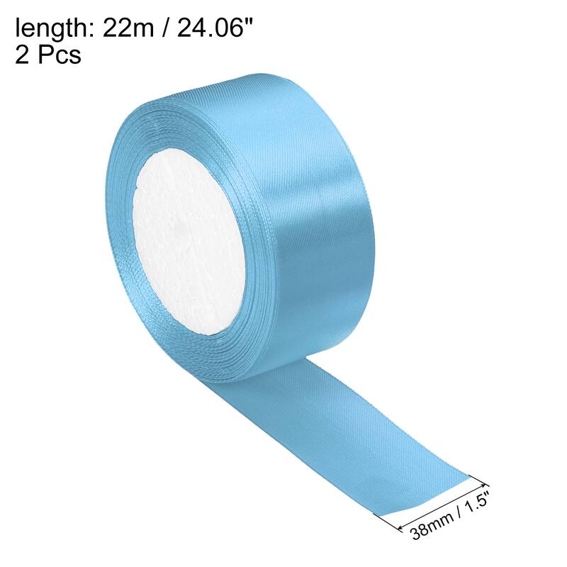 1.5 Inch Satin Ribbon, Double Face Crafts Roll for Wrapping Decoration - Lake Blue