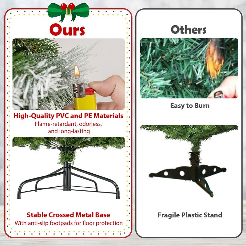 Gymax 9 FT Pre-Lit Artificial Christmas Tree w/ 1228 Frosted Tips 470 - 9ft