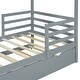 preview thumbnail 42 of 41, Twin Size Solid Wood House Bed with Trundle, Fence and Writing Board for Kids, Boys and Girls, Bedroom
