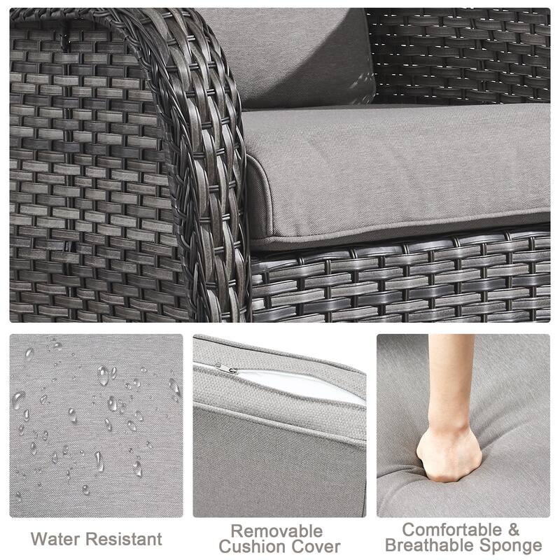 Outdoor Chairs Fire Pit Table Set of 3 - Grey